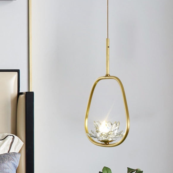 Single Head Copper Bedside Pendant Lamp For Balcony Hallway