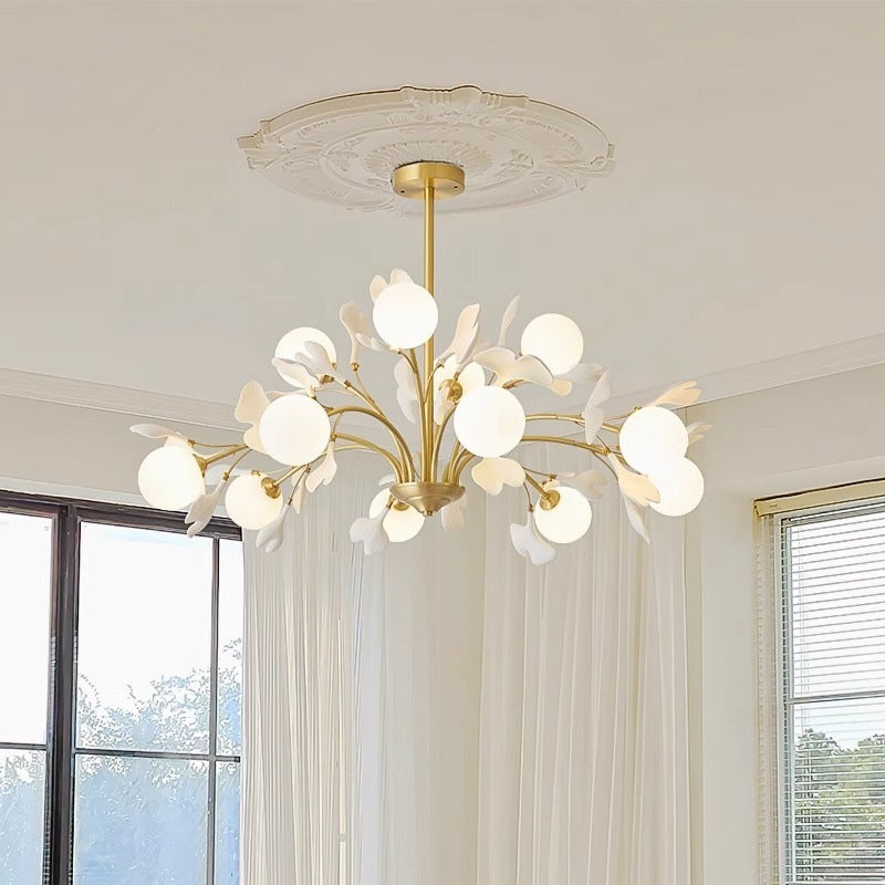 French cream chandelier organic modern living room elegant neutral