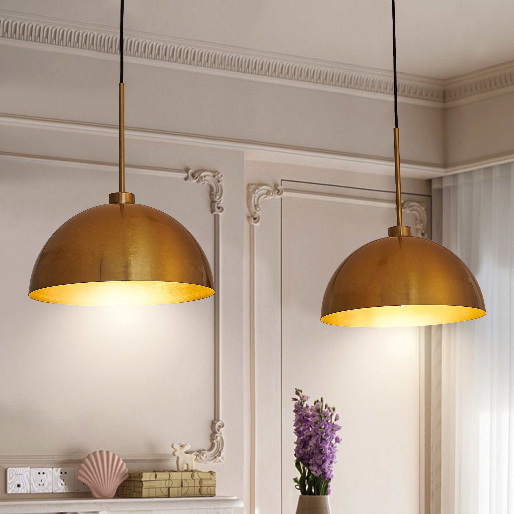 Copper double pendant light industrial modern kitchen island
