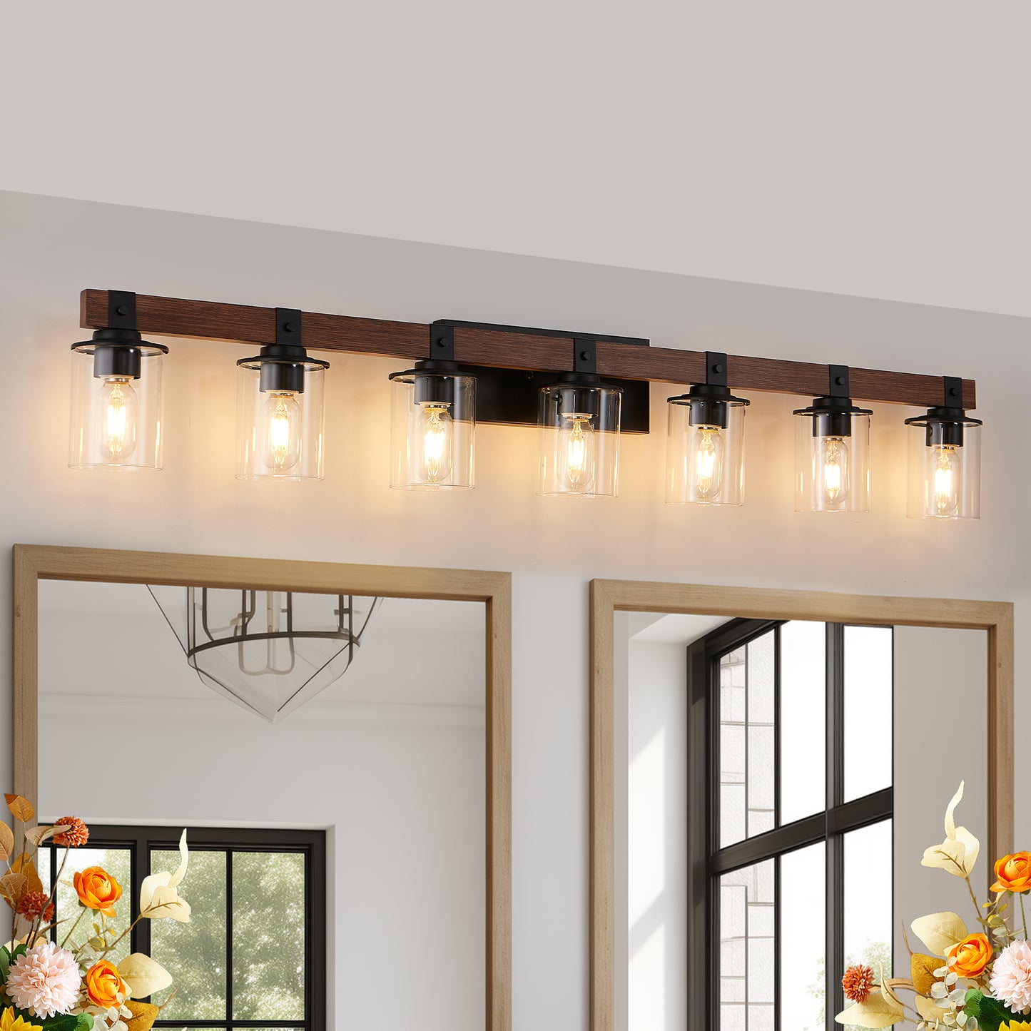 50in Rustic 7 Light Vanity Light