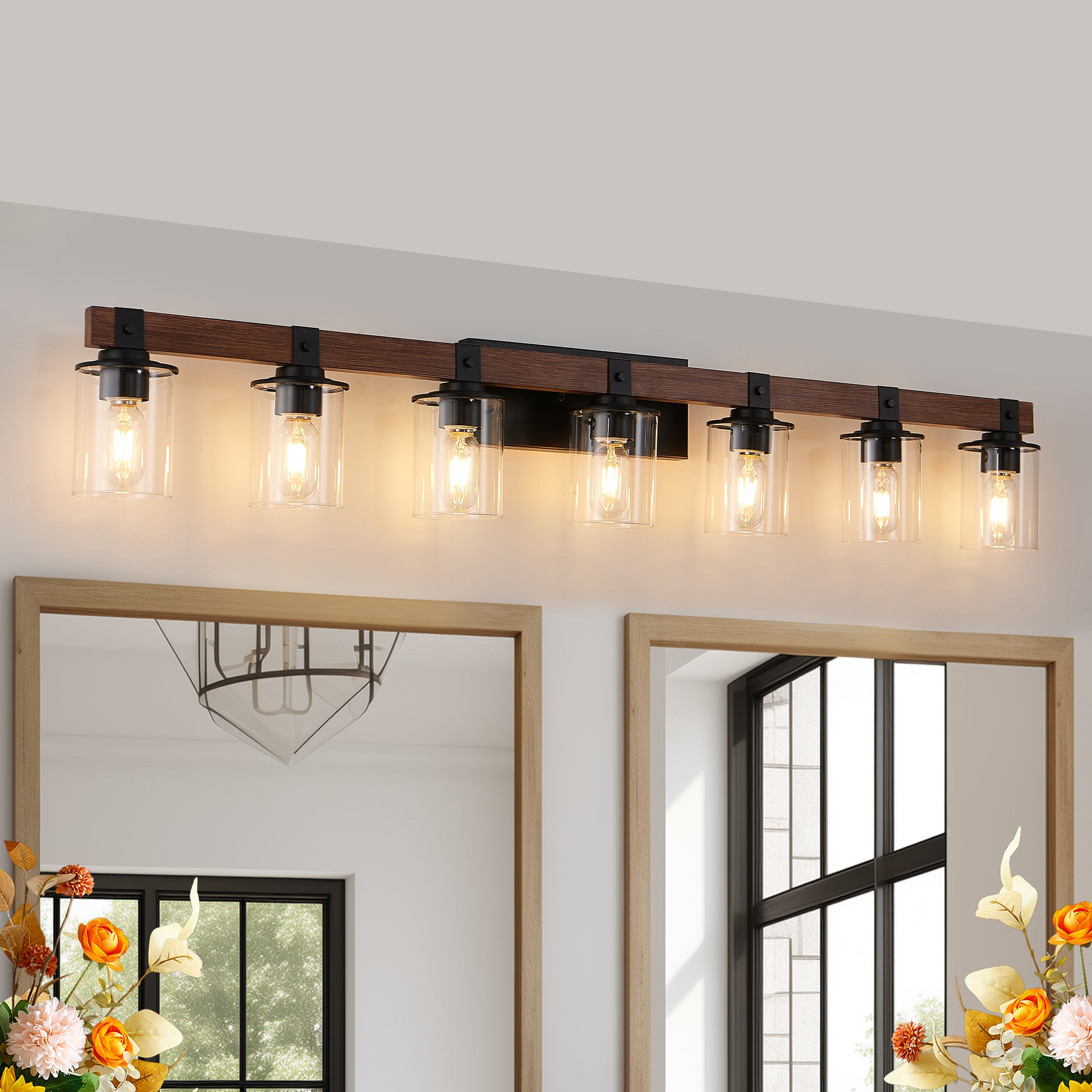 50in Rustic 7 Light Vanity Light