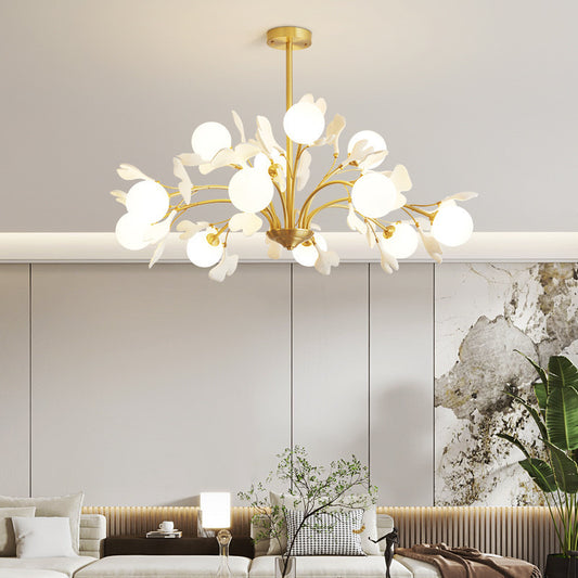 Ginkgo Leaf Branch All Copper Living Room Chandelier