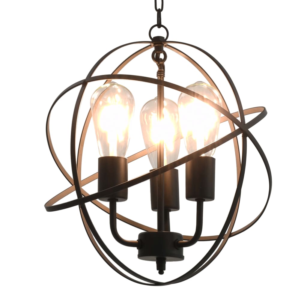 Black sphere pendant light 3-bulb cluster dining modern